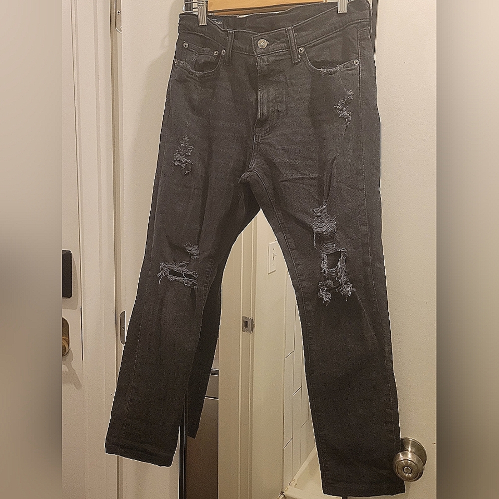 Mens Abercrombie & Fitch Felix Super Slim Distressed Jeans in Black Size 32 x 30